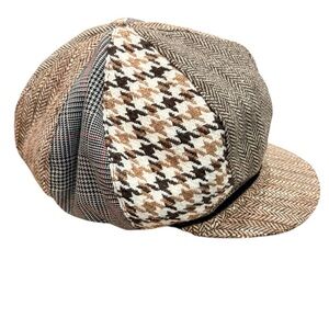 Patchwork Wool Blend Newsboy Cap Fall Vintage Aesthetic Hat Unisex